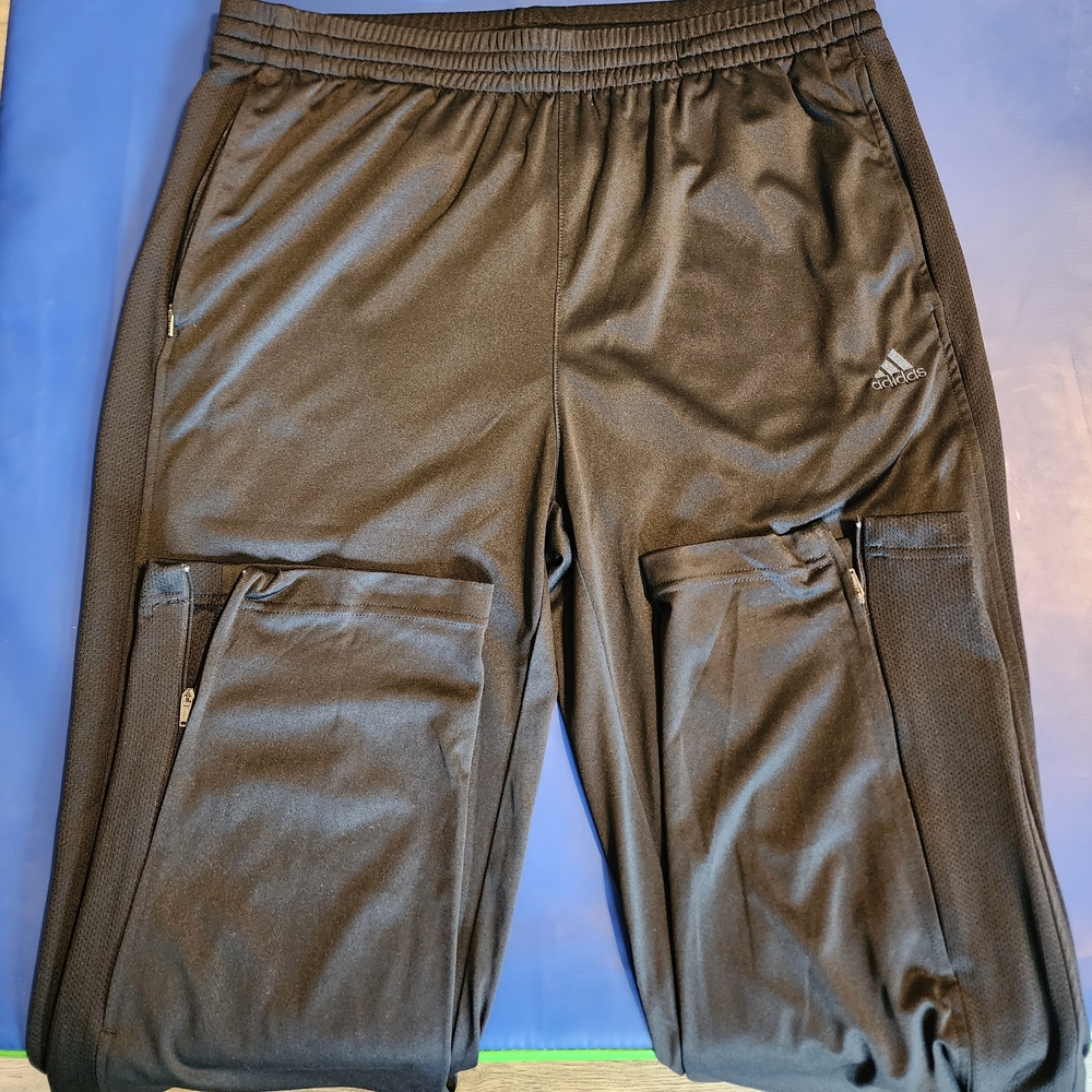 Adidas Men's Black Joggers with Zipper Pockets and Legs